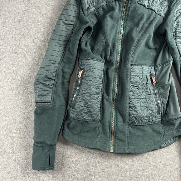 Lululemon Jacket And Womens 4 Green Fleecy Keen Quilted Full Zip Hooded - Picture 4 of 7